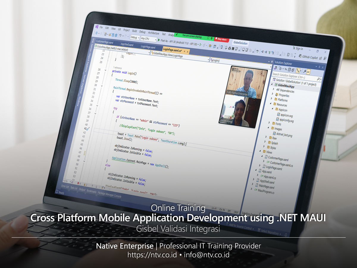 Cross Platform Mobile Application Development using .NET MAUI Online Training bersama Gisbel Validasi Integrasi